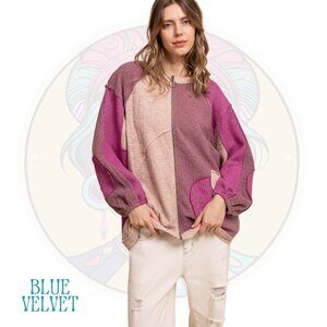 Blue Velvet Women's Patchwork Cardigan - Pink, purple and Beige